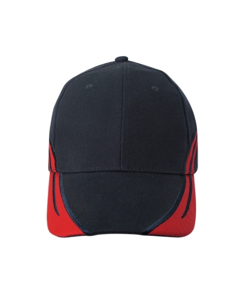 Heavy Brush Cotton Cap Black & Red (6080)