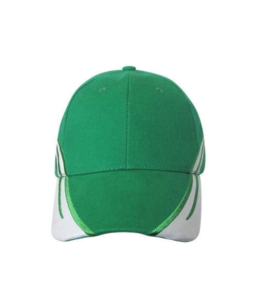 Heavy Brush Cotton Cap Green & White (6078)