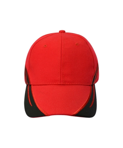 Heavy Brush Cotton Cap Red & Black (6075)