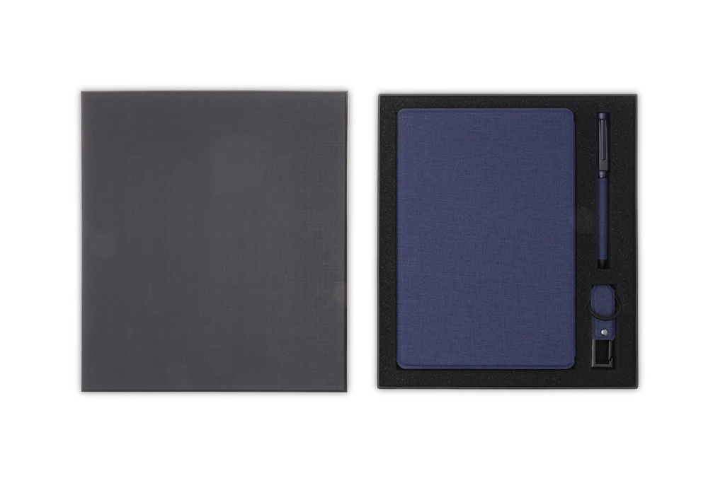 LENZEN CHANGE ZERO Sustainable Gift Set with Refillable Notebook Pen USB Keychain Navy 1